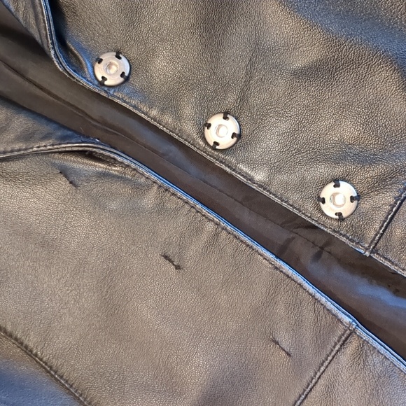 i.e. Vintage Smooth Leather Snap Front Lined Peplum Jacket Black PM - Picture 10 of 16